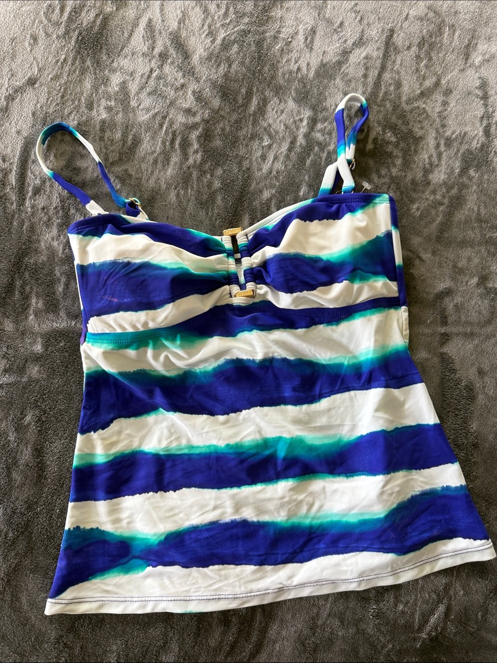 Chaps Blue, Teal & White Striped Swim Cami